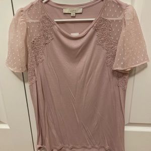 NWT- Loft blush colored short sleeve blouse